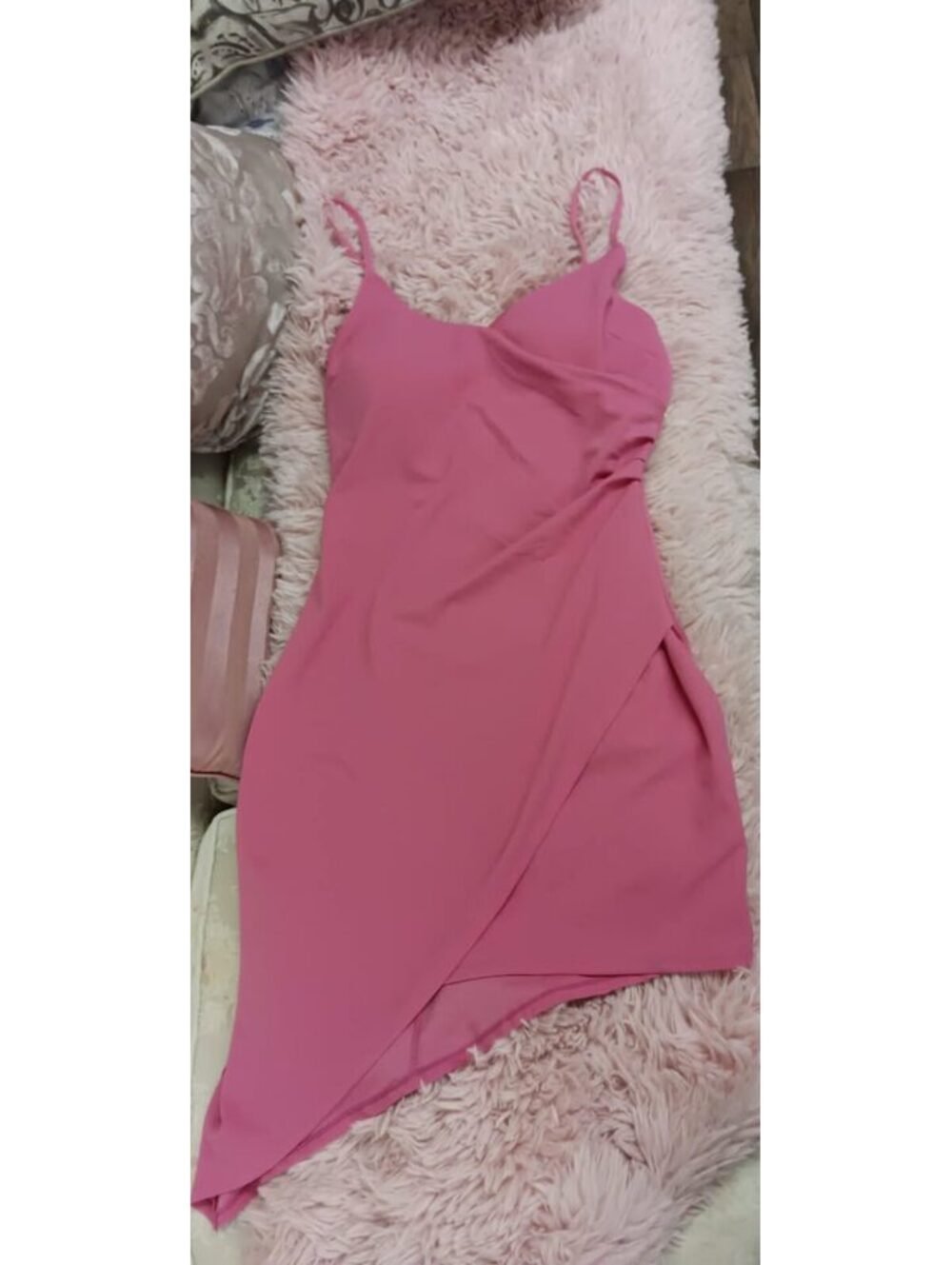 Pink Asymmetrical mini dress